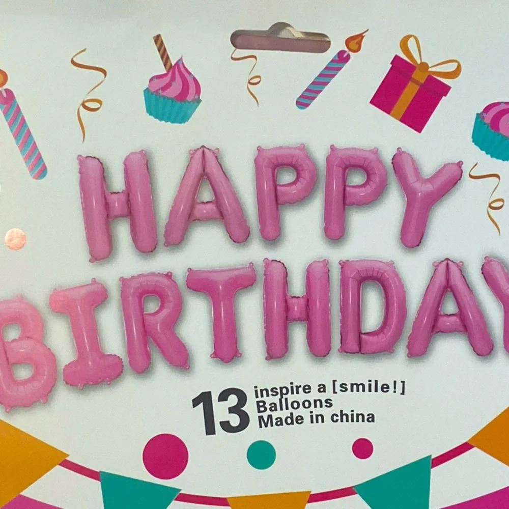 Happy Birthday 60 Piece Heart Foil Balloon Set Pink And Silver